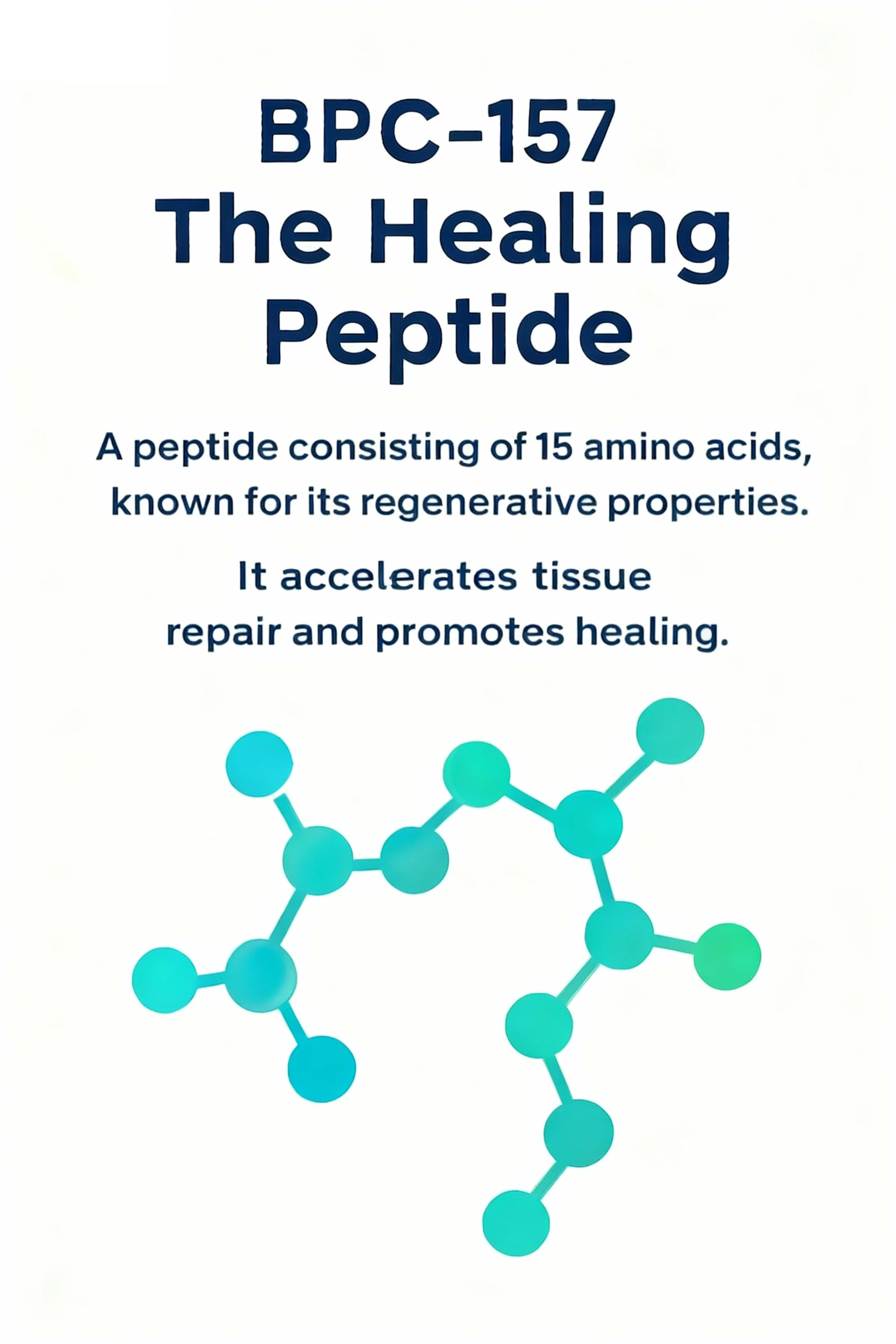 BPC-157 introduction with a stylized chain representing its 15 amino acids.